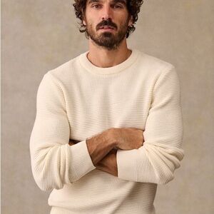 Men's Cream Waffle-Knit Chuck Crewneck Sweater